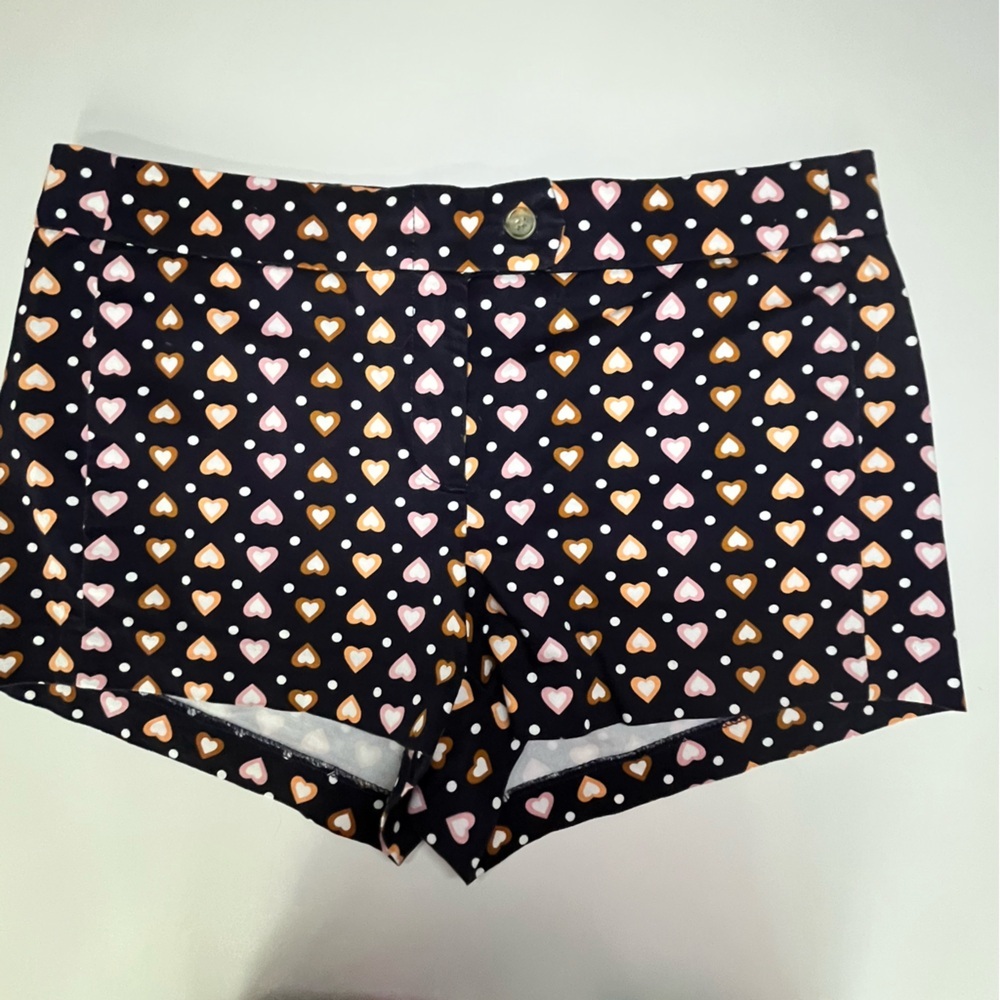 J.Crew EUC Heart Print Stretch Shorts Navy Pink Orange Size 10